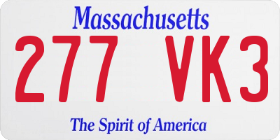 MA license plate 277VK3
