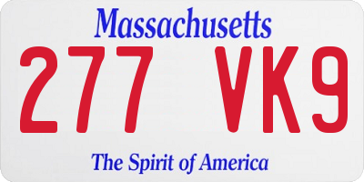MA license plate 277VK9