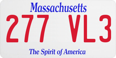 MA license plate 277VL3