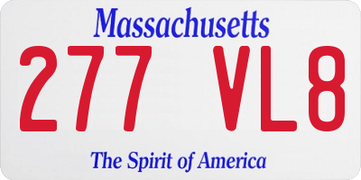 MA license plate 277VL8