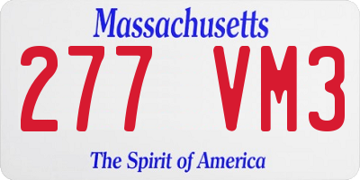 MA license plate 277VM3