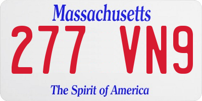 MA license plate 277VN9