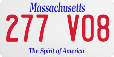 MA license plate 277VO8