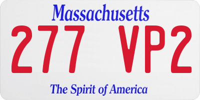 MA license plate 277VP2