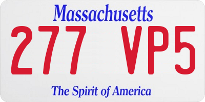MA license plate 277VP5