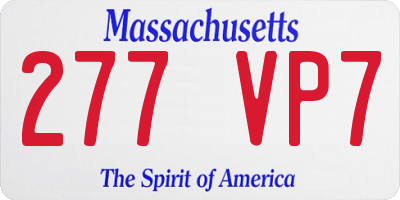 MA license plate 277VP7