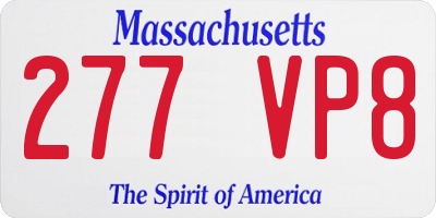 MA license plate 277VP8
