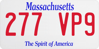 MA license plate 277VP9