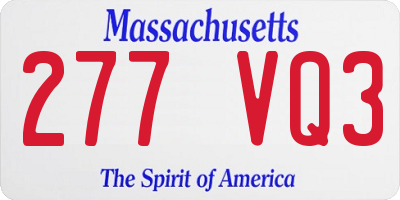 MA license plate 277VQ3