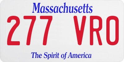 MA license plate 277VR0