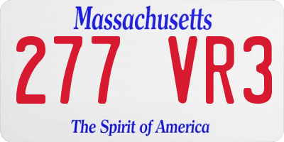MA license plate 277VR3