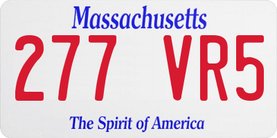 MA license plate 277VR5