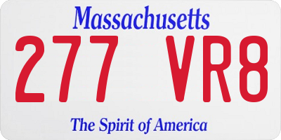 MA license plate 277VR8