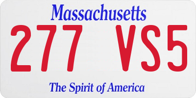 MA license plate 277VS5