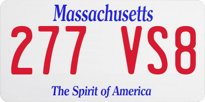 MA license plate 277VS8