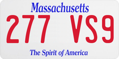 MA license plate 277VS9