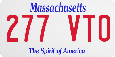 MA license plate 277VT0