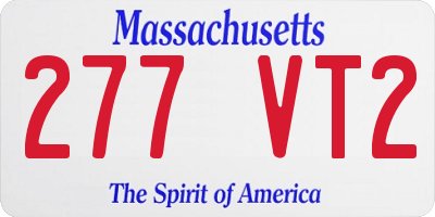 MA license plate 277VT2