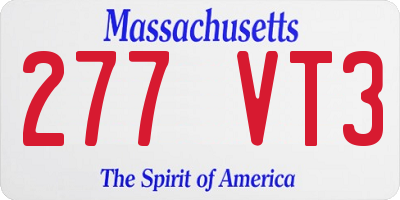 MA license plate 277VT3