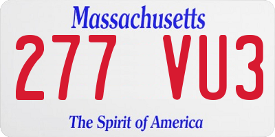 MA license plate 277VU3