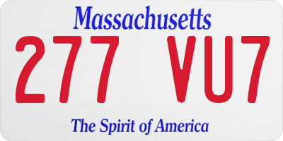 MA license plate 277VU7