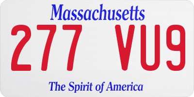MA license plate 277VU9