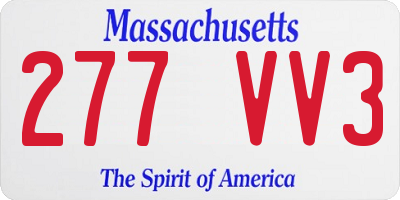 MA license plate 277VV3