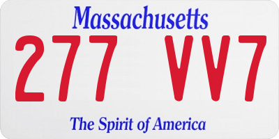 MA license plate 277VV7