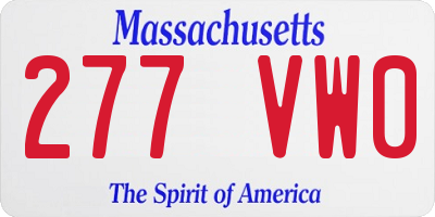 MA license plate 277VW0