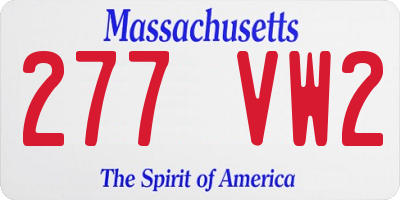 MA license plate 277VW2