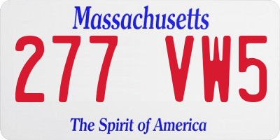 MA license plate 277VW5