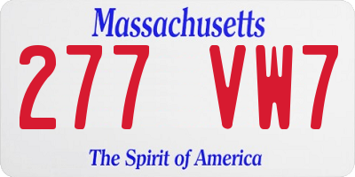 MA license plate 277VW7