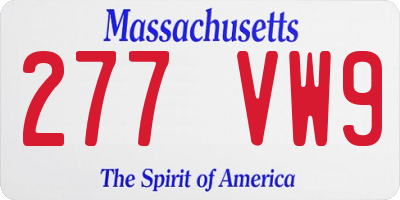 MA license plate 277VW9