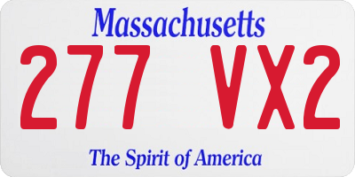 MA license plate 277VX2
