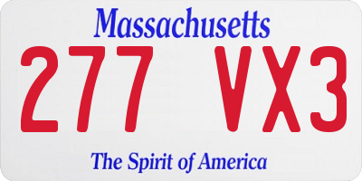 MA license plate 277VX3