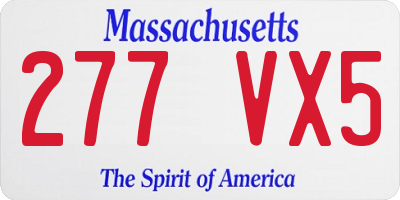 MA license plate 277VX5