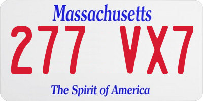 MA license plate 277VX7