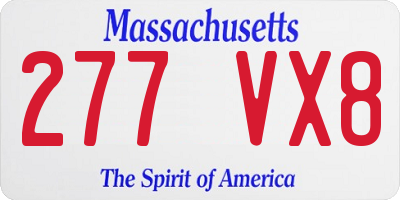 MA license plate 277VX8