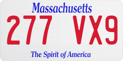 MA license plate 277VX9