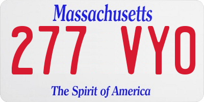 MA license plate 277VY0