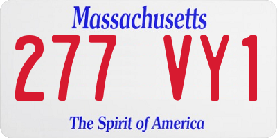 MA license plate 277VY1