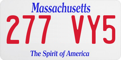 MA license plate 277VY5