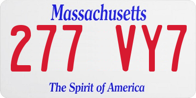 MA license plate 277VY7
