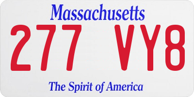 MA license plate 277VY8