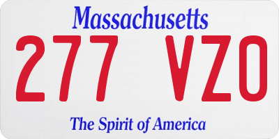 MA license plate 277VZ0