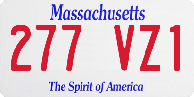 MA license plate 277VZ1