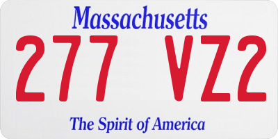MA license plate 277VZ2