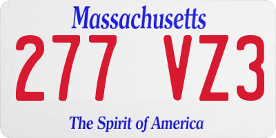 MA license plate 277VZ3