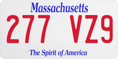 MA license plate 277VZ9