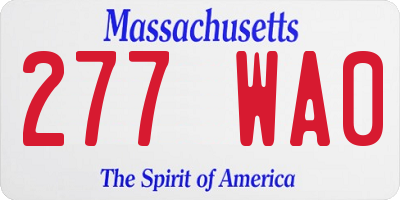 MA license plate 277WA0